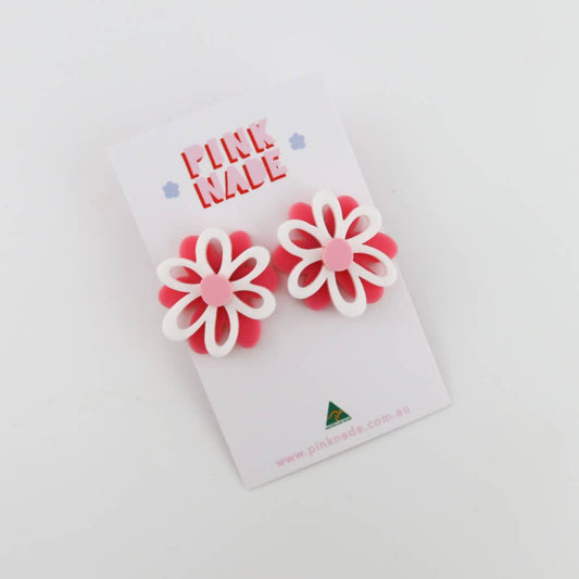 Pink Nade - Dahlia Flower Statement Stud: Pink