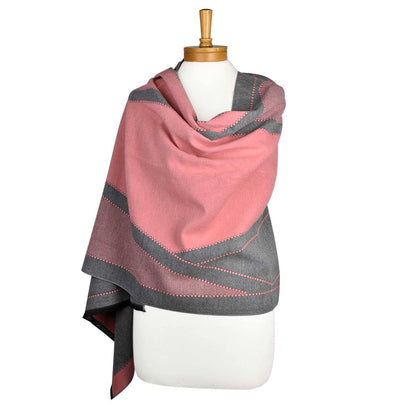 Pink Grey: Reversible Patterned Scarf