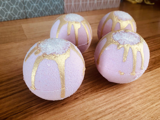Suave Soaps - Handmade Rose Gold Goat Milk Bath Bomb: Shrink Wrapped