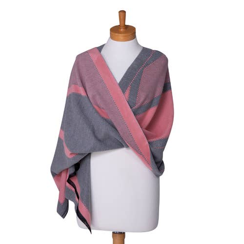 Pink Grey: Reversible Patterned Scarf