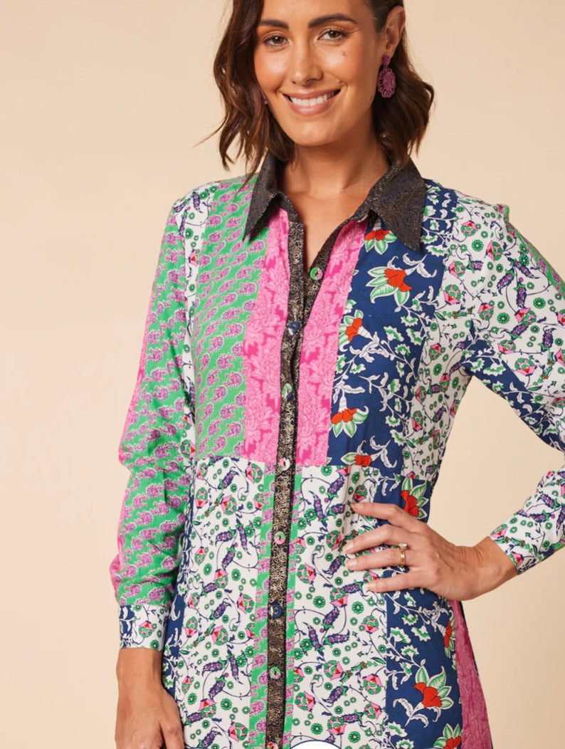 Gracie Shirt Dress in Flower Festival