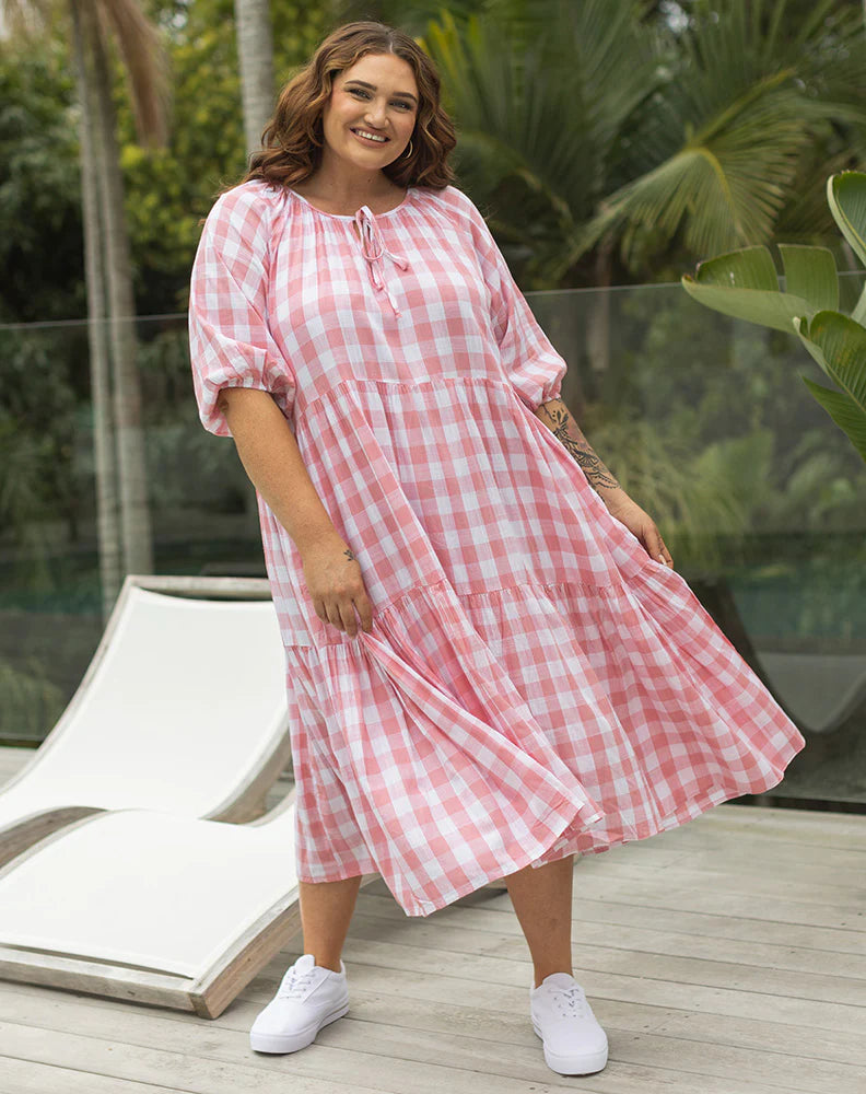 Amber Dress - Gingham Pink