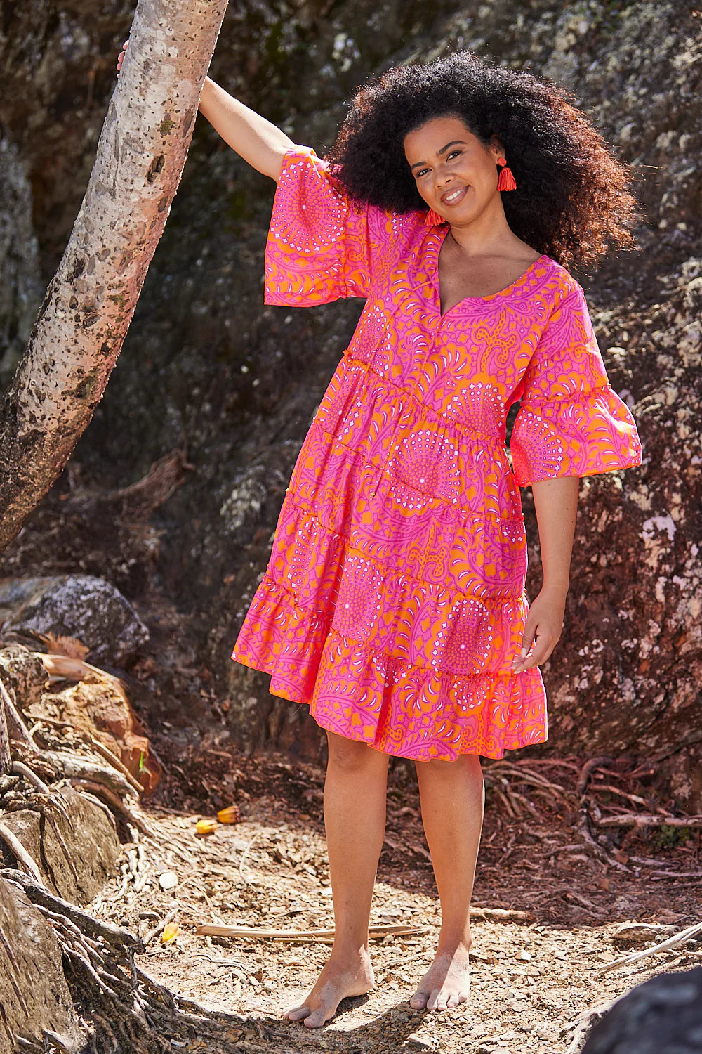 Ingrid Tiered Dress in Eleanor Sangria