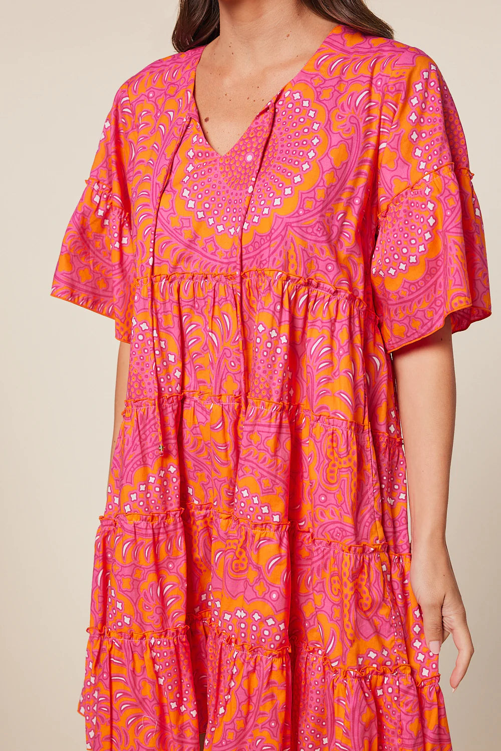 Ingrid Tiered Dress in Eleanor Sangria
