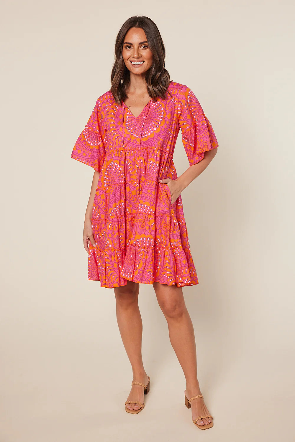 Ingrid Tiered Dress in Eleanor Sangria