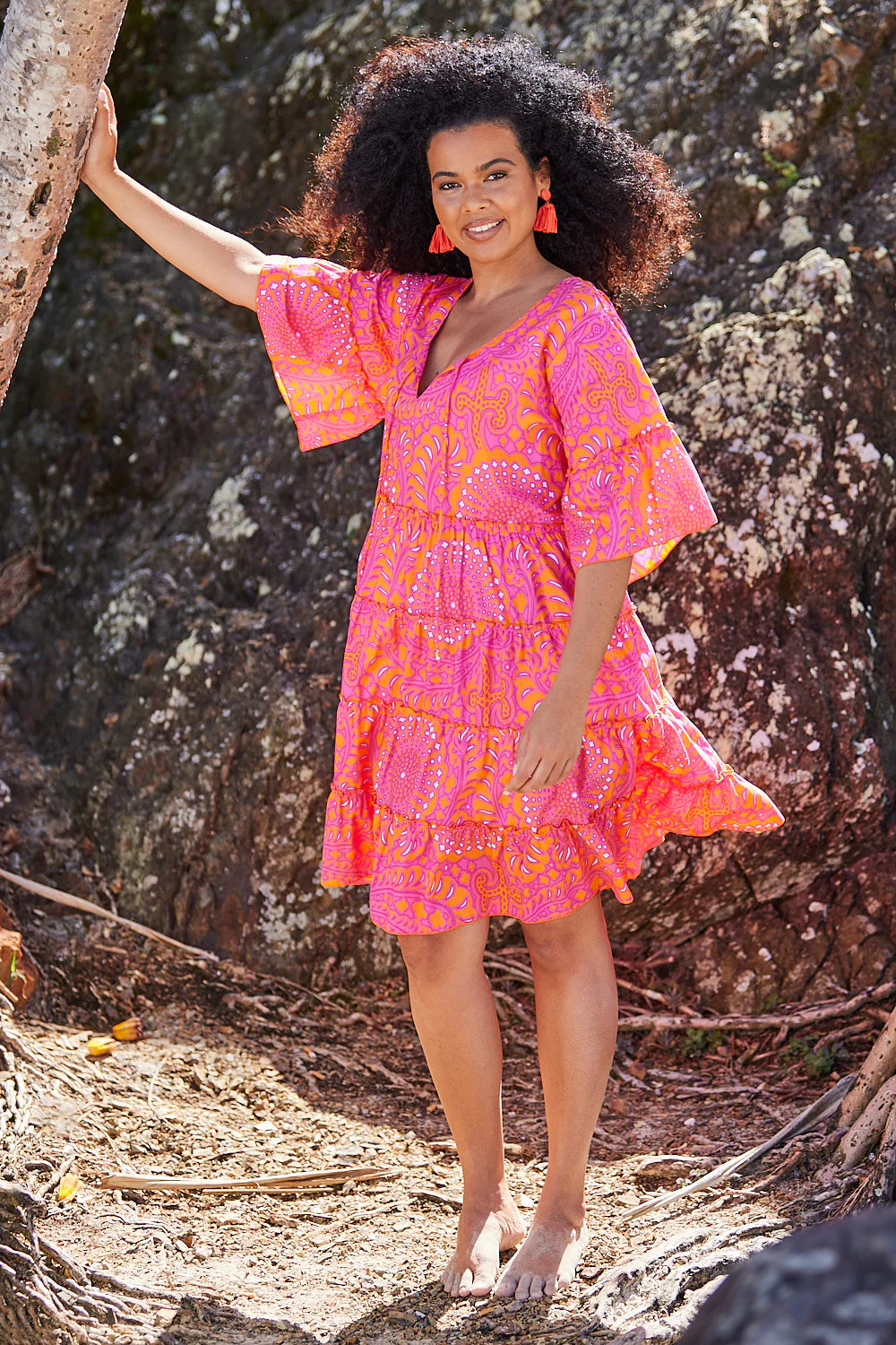 Ingrid Tiered Dress in Eleanor Sangria