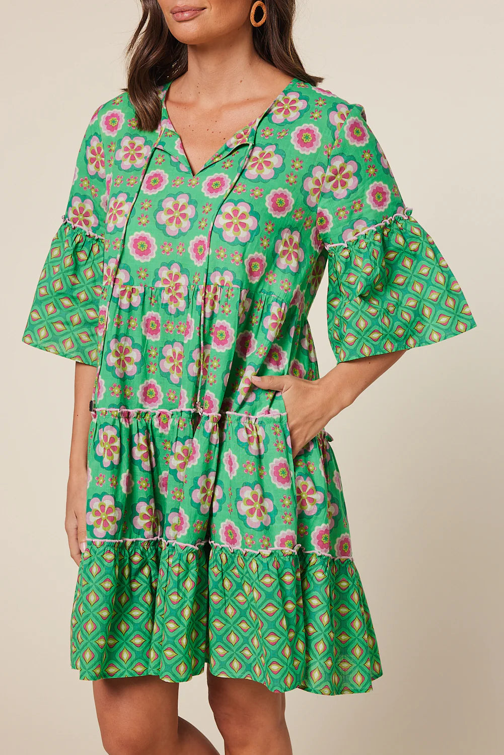 Brianne Frill Dress in Macarena