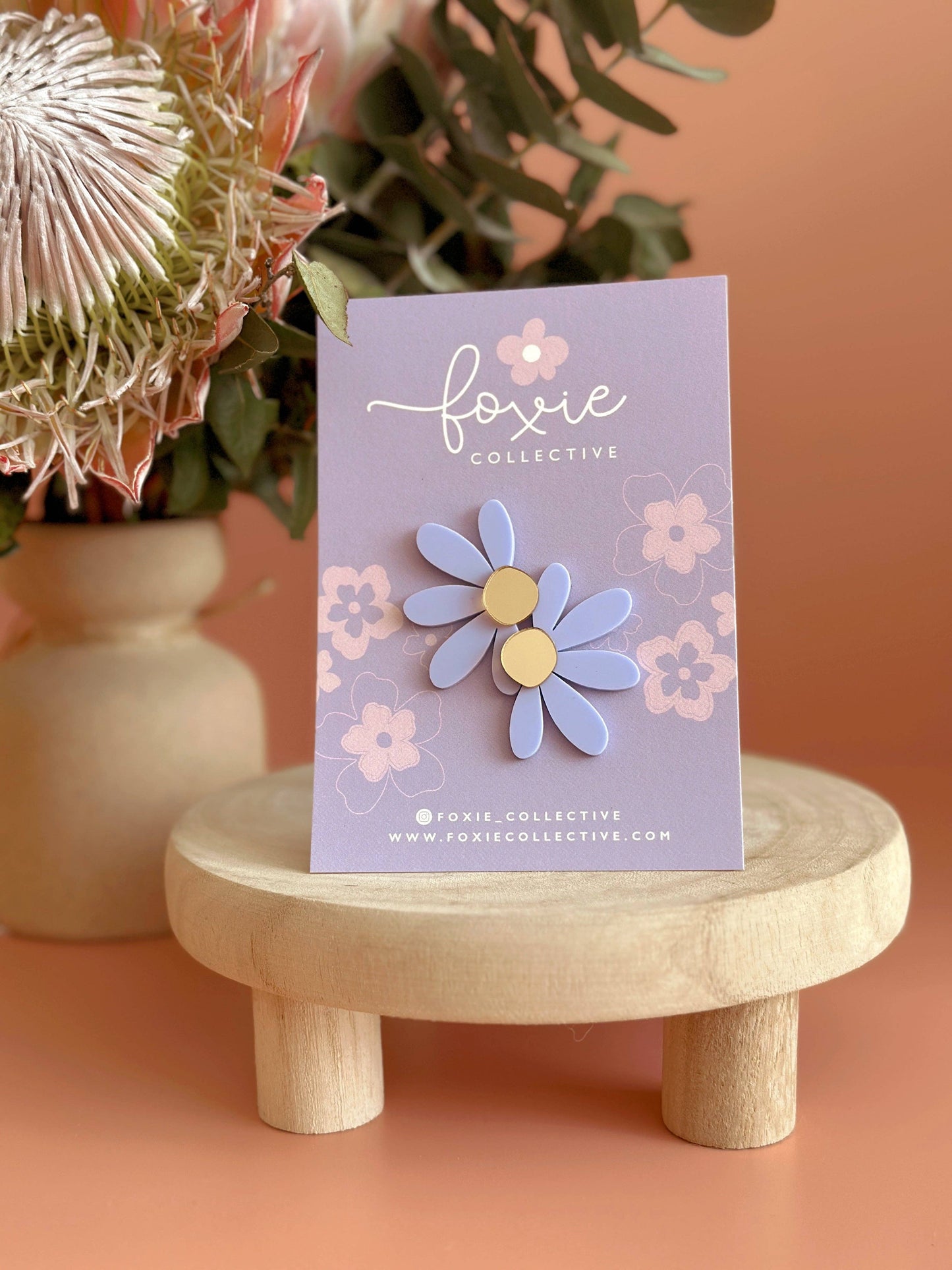 Jumbo Daisy Stud Earrings | Periwinkle + Gold |