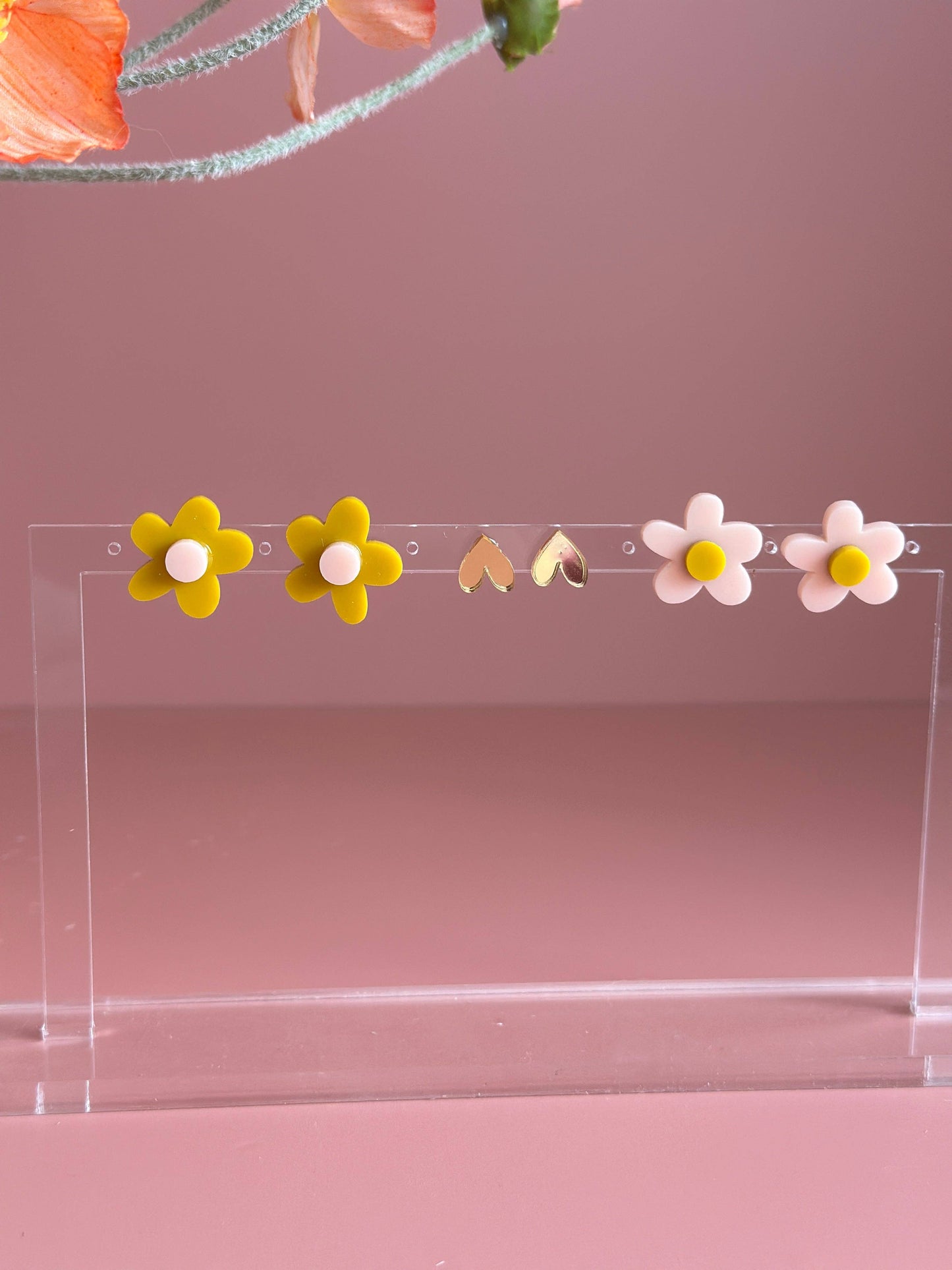 Stud Pack Trio | Mustard + Pale Pink |