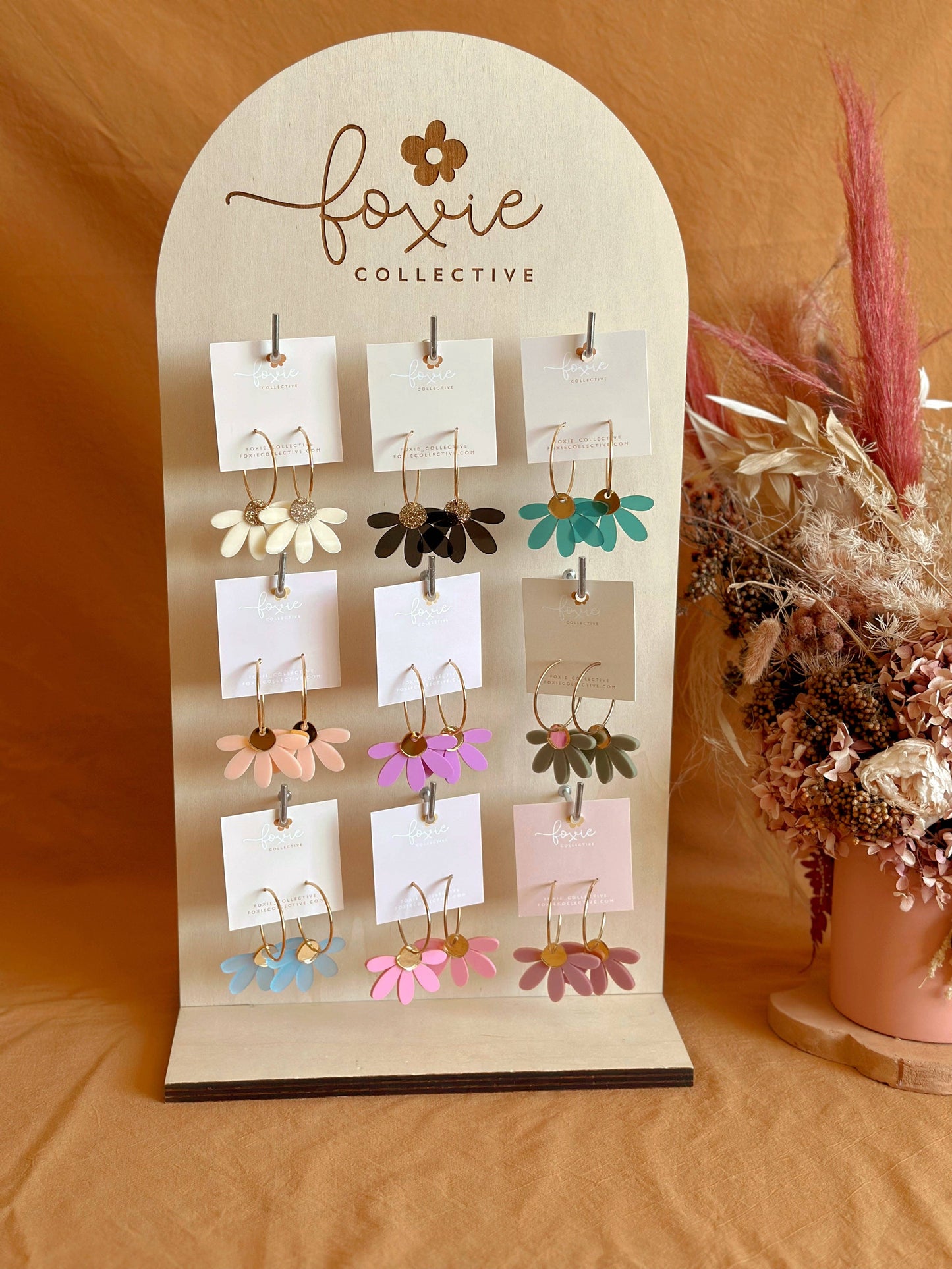 Jumbo Daisy Hoop Earrings | Candy Pink + Gold |