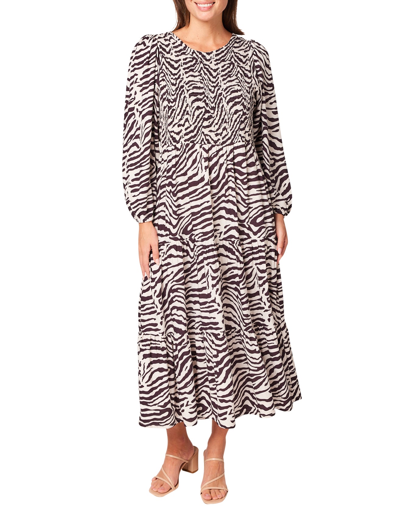 Minden Shirred Dress in Wild Ones