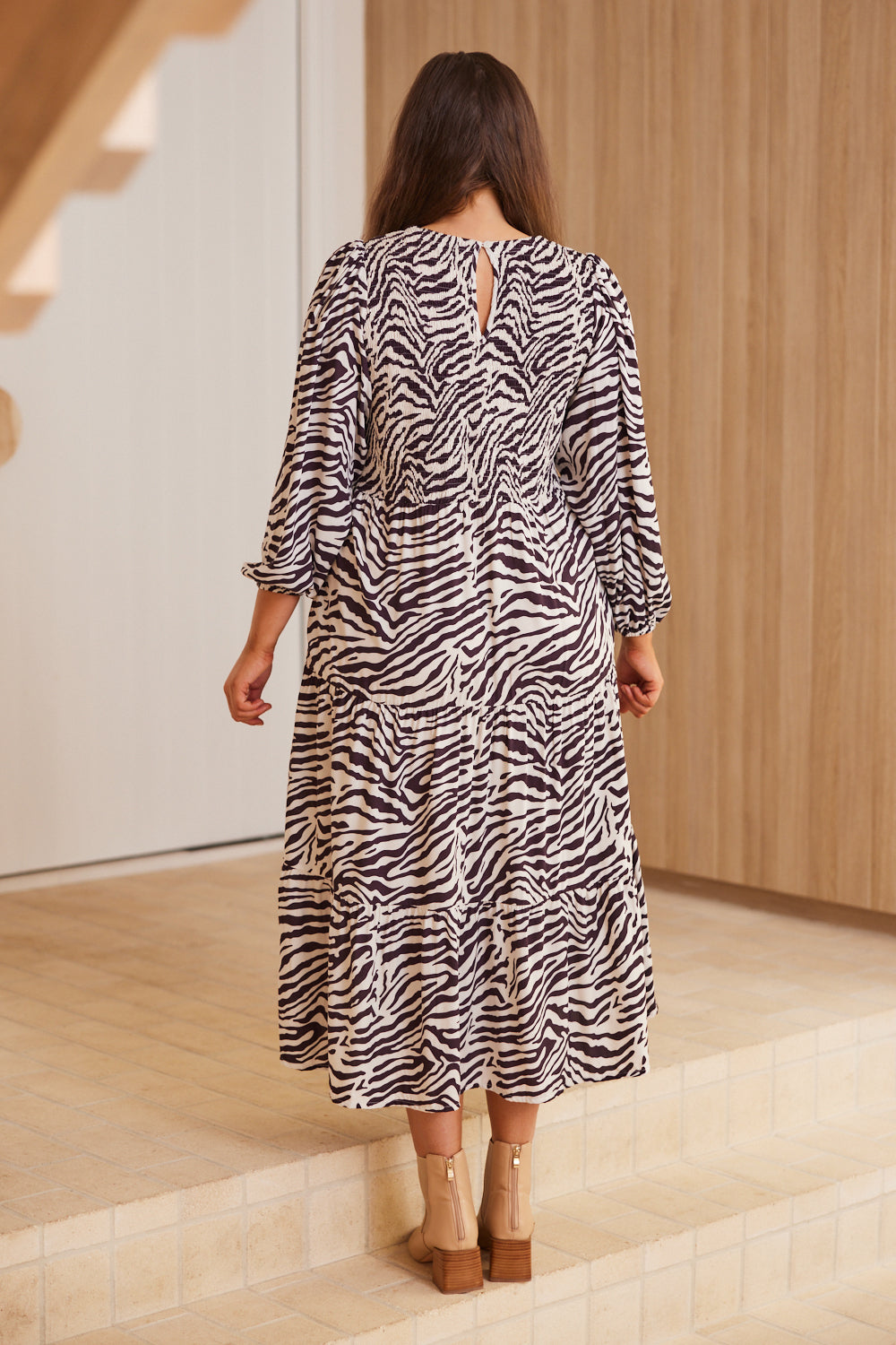 Minden Shirred Dress in Wild Ones