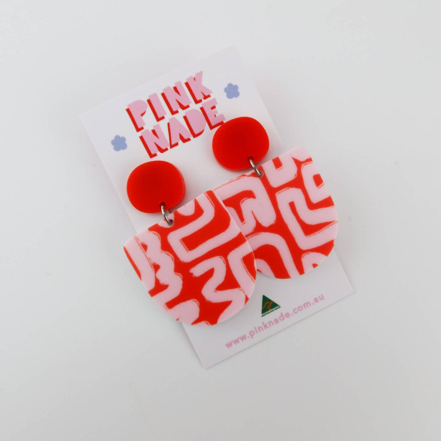The 'Kate' Pink / Red Contour Dangle Earrings