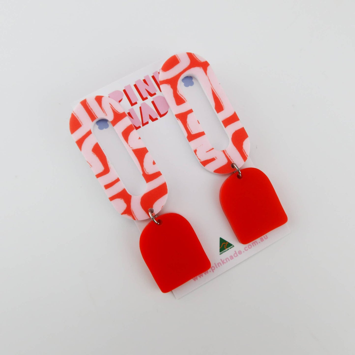 The 'Johanna' Pink / Red Contour Dangle Earring