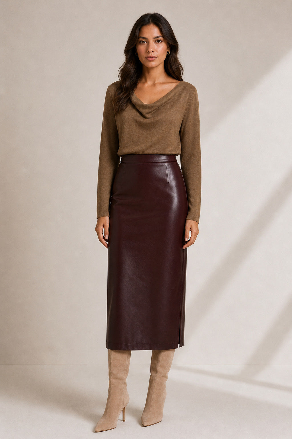 Chocolate pleather skirt