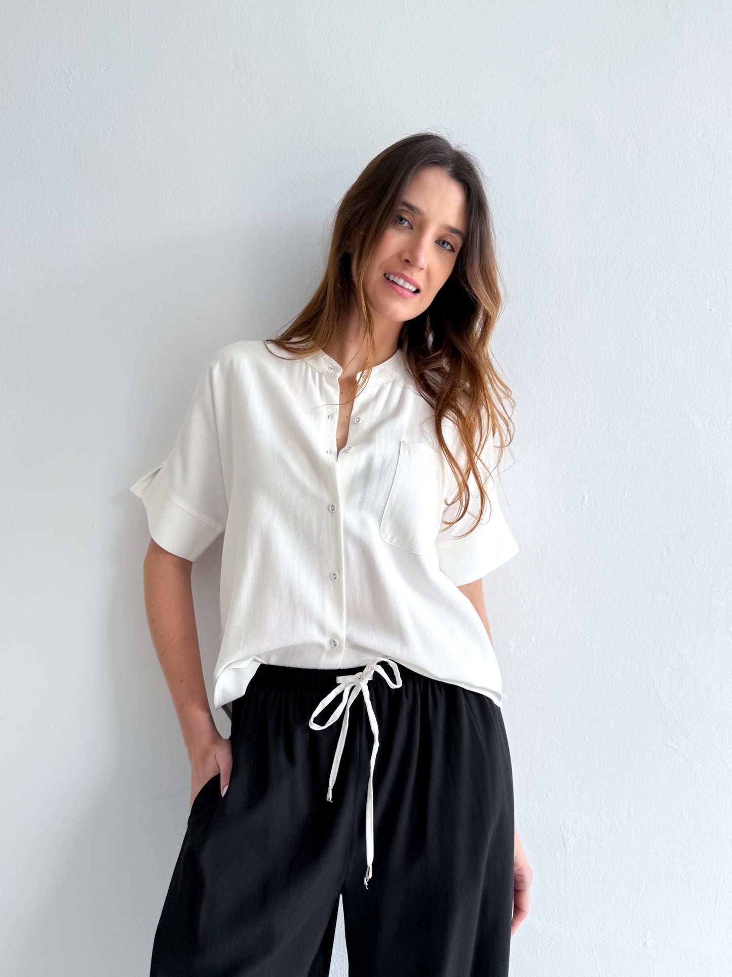 lassic Viscose Button Shirt – White