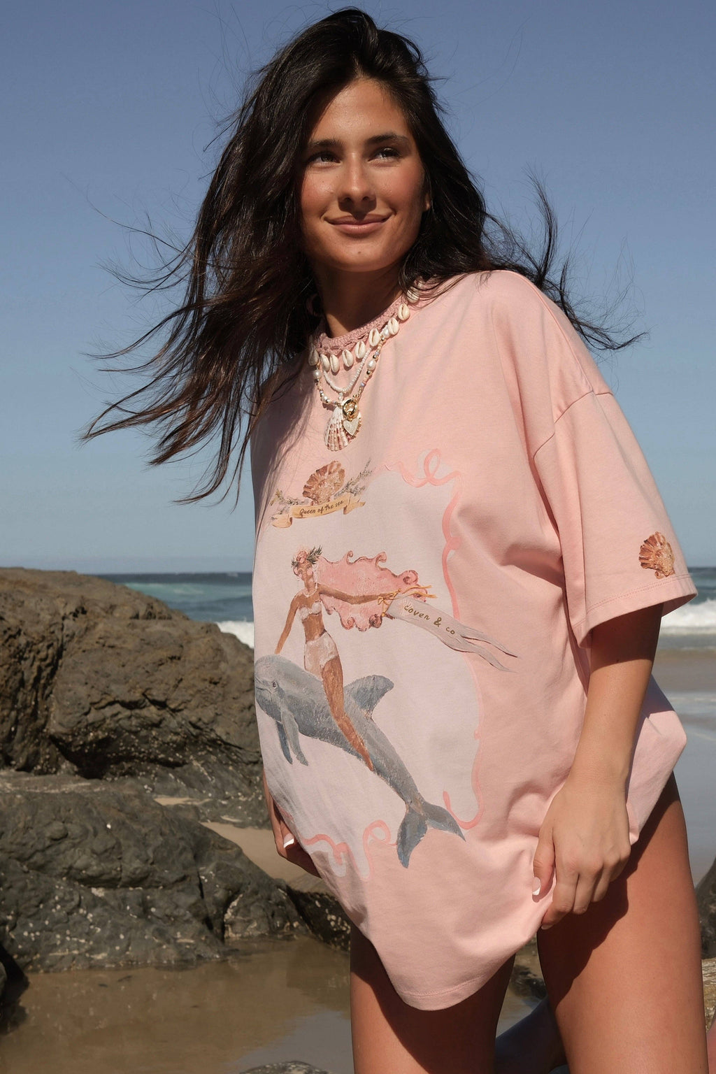 Queen of the Sea Tee - Soft Pink