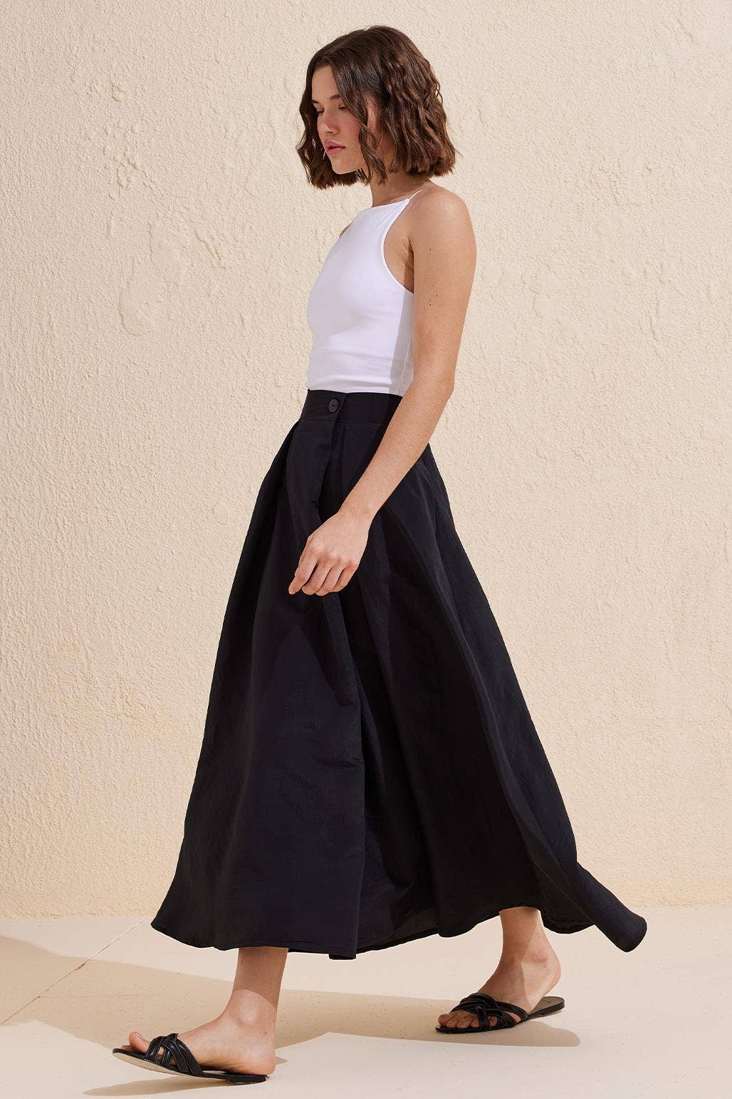 Flared Long Skirt Black: