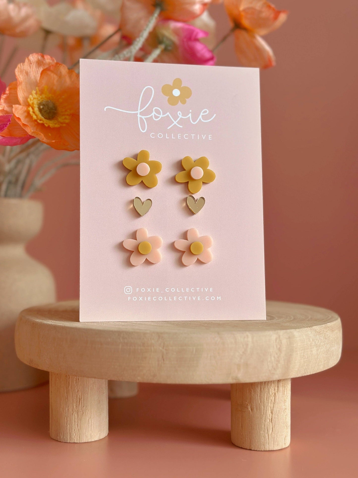 Stud Pack Trio | Mustard + Pale Pink |