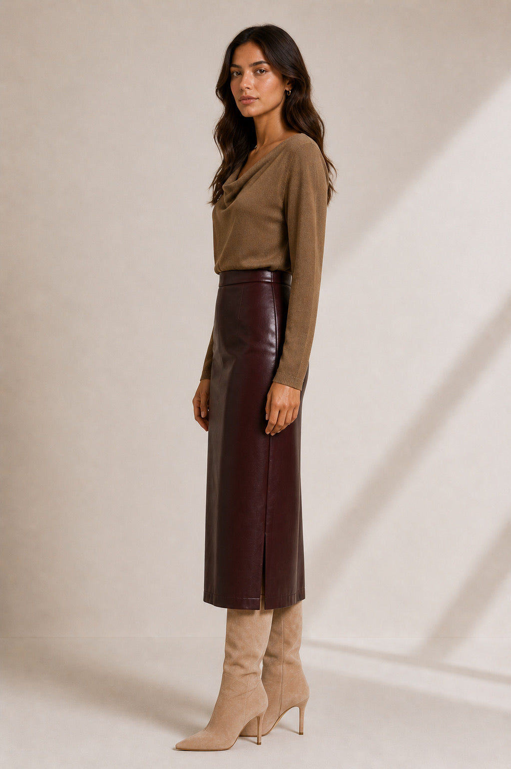 Chocolate pleather skirt