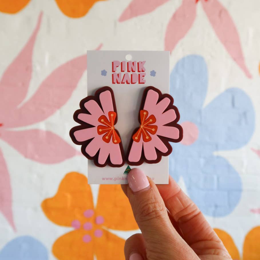 Pink Nade - Blossom Floral Dangle Earrings: Pierced