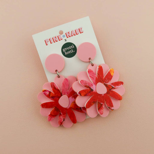 Pink Nade - Ashy Magical Mop Tops Print Dangle Earrings