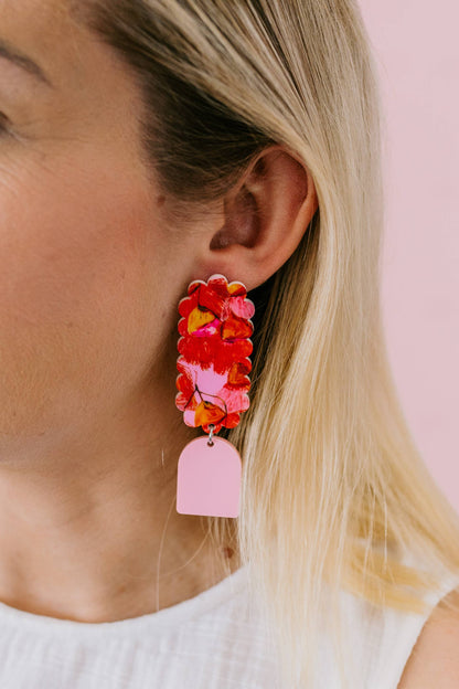 Pink Nade - Jossie Magical Mop Tops Print Dangle Earrings