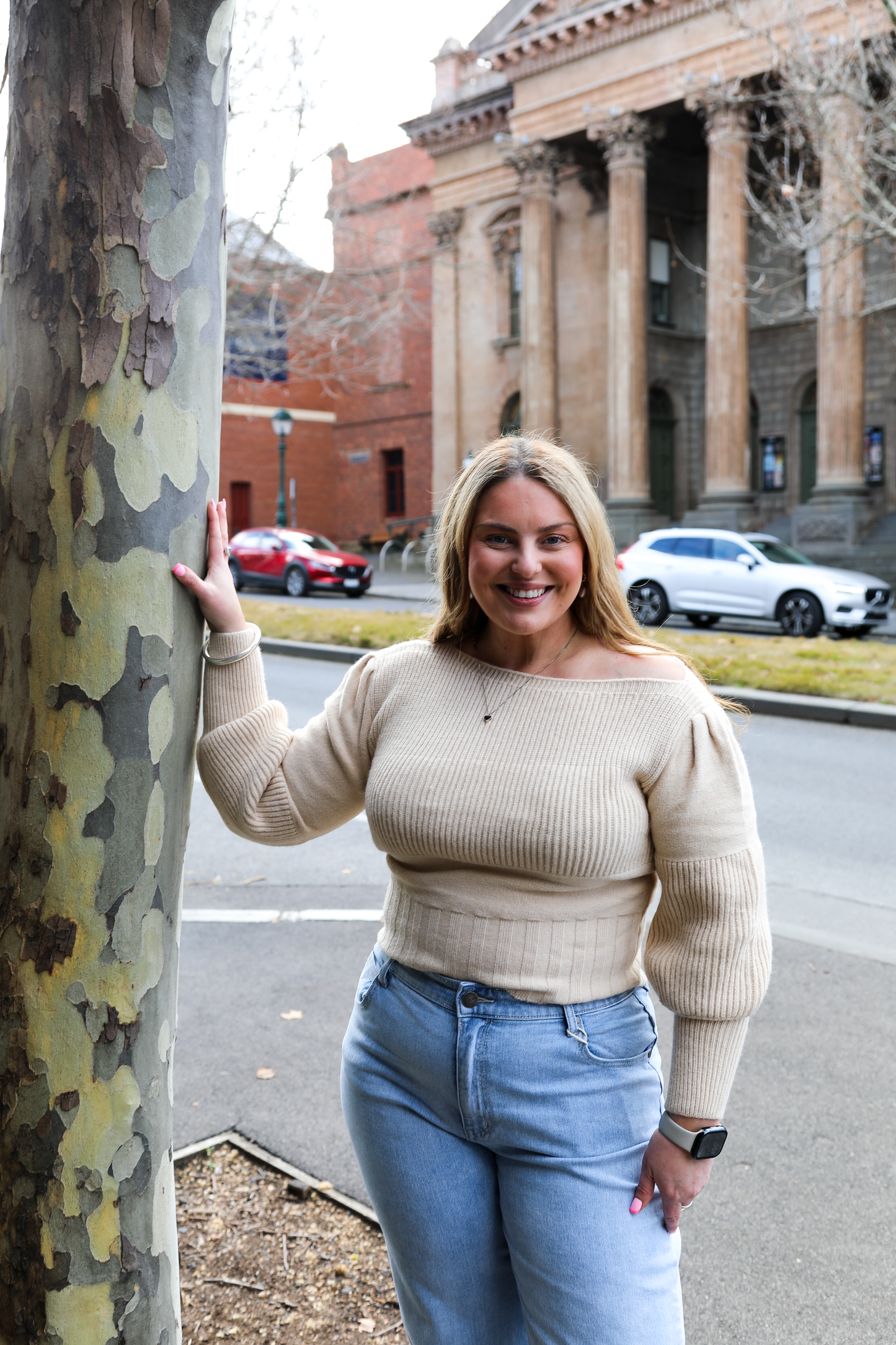 One Shoulder Knit top with Folded Split Neckline