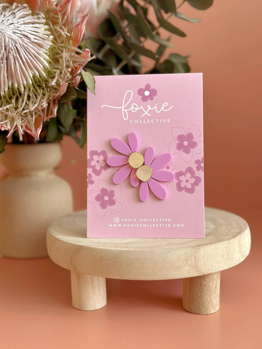 Foxie Collective - Jumbo Daisy Stud Earrings | Lilac + Gold |