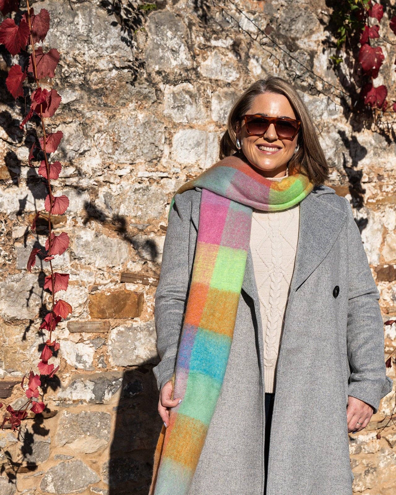 Charlie Checker Winter Scarf - Rainbow Check