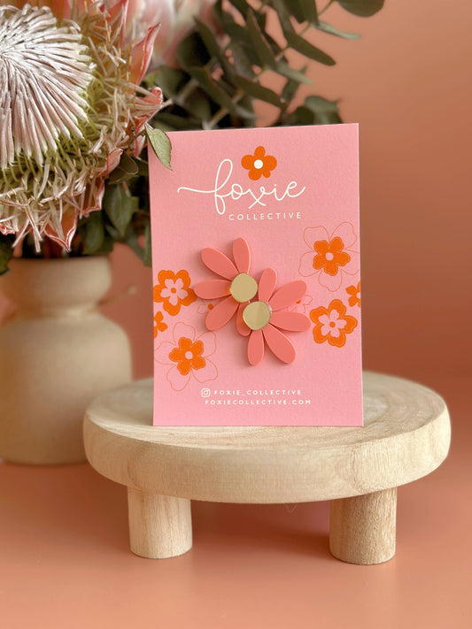 Foxie Collective - Jumbo Daisy Stud Earrings | Pastel Raspberry + Gold |