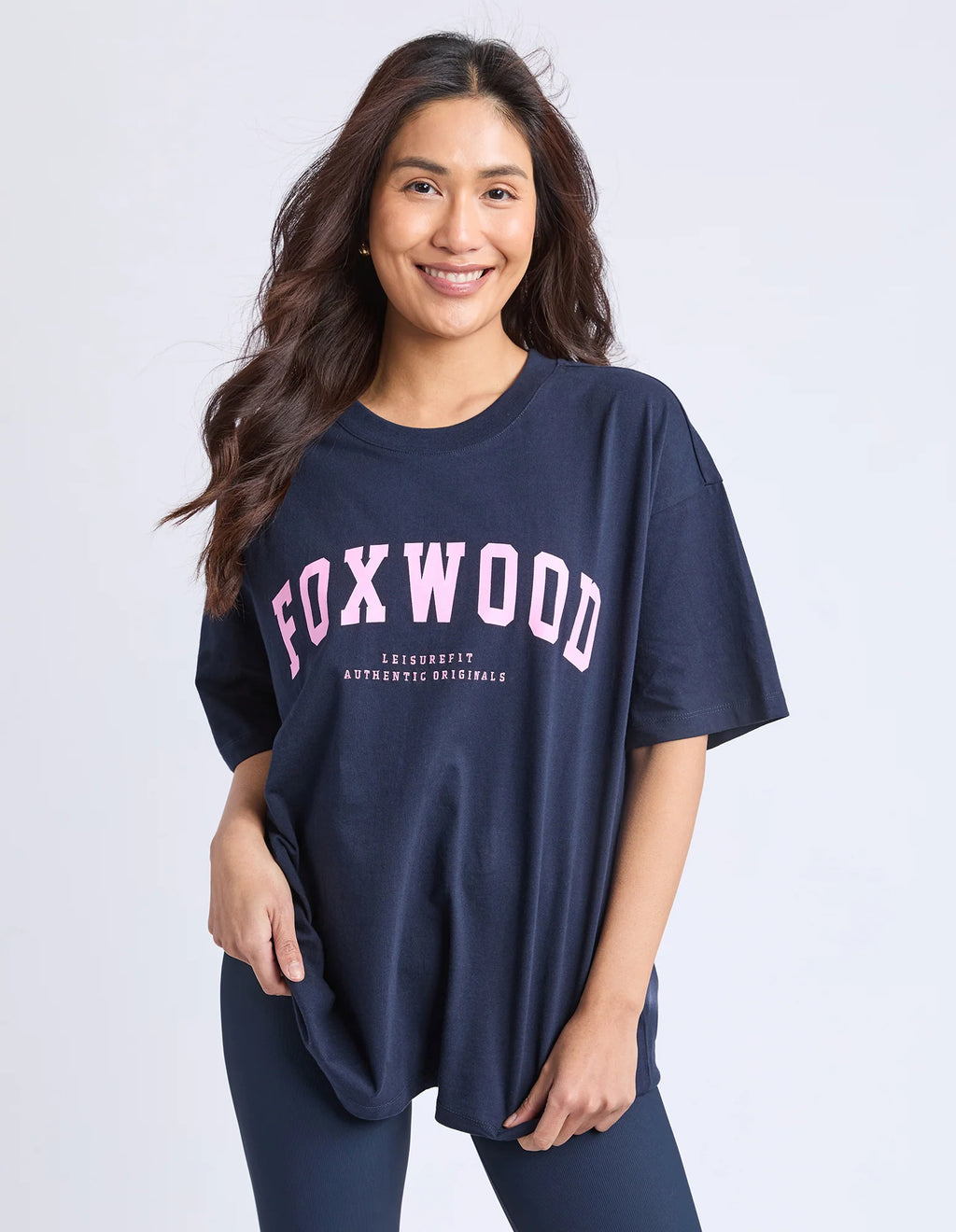 Interval Tee Navy With Neon Pink