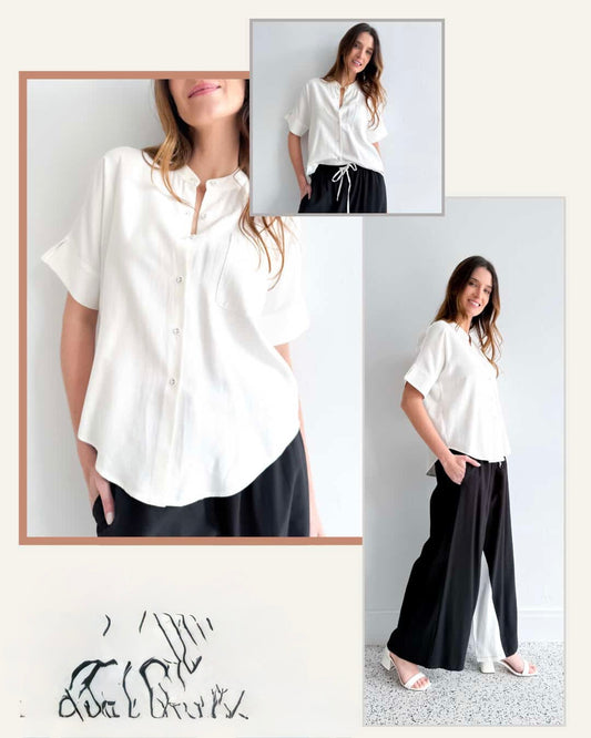 lassic Viscose Button Shirt – White