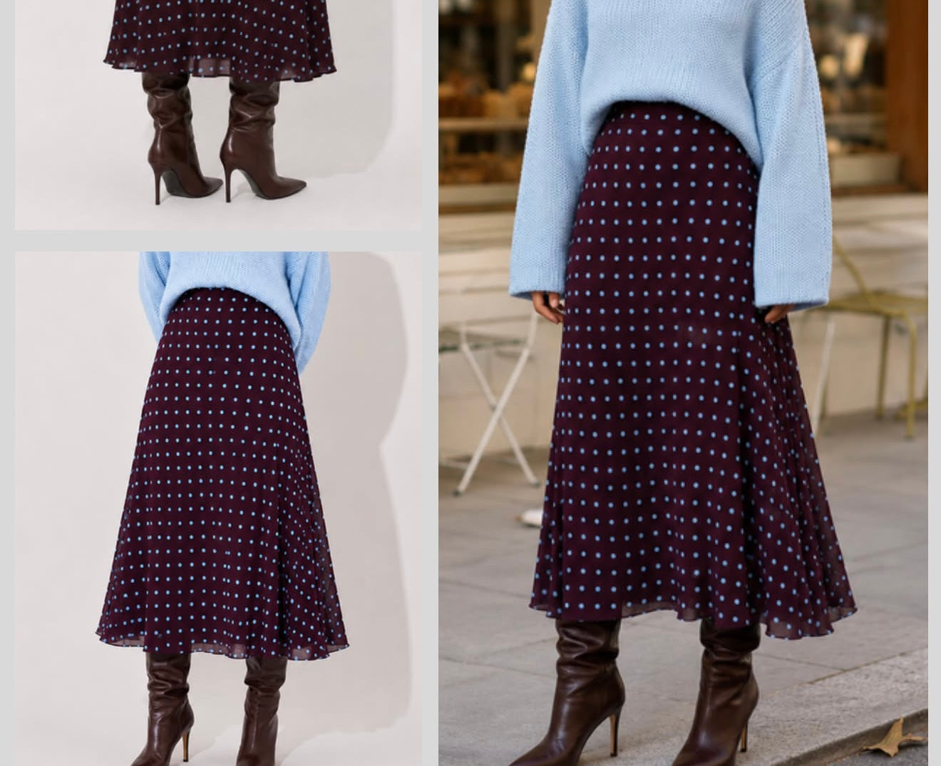 Midnight dot midi skirt