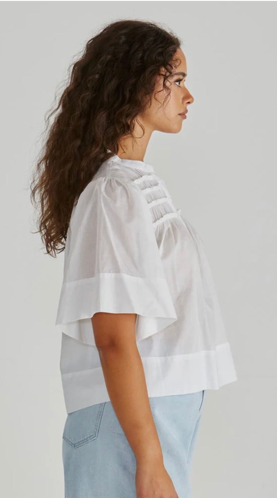 Pammi Ruffle Yoke Blouse - White