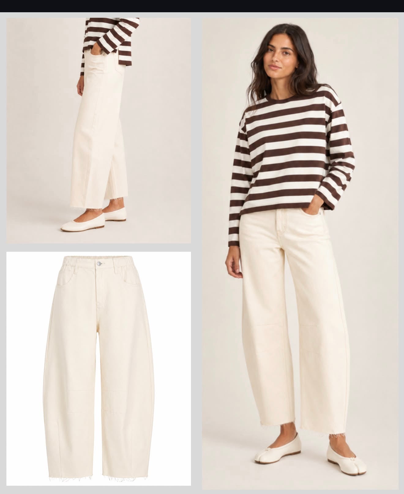 Cream barrel pant