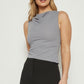 Cowl Neckline Jersey Top with Asymmetrical Hem