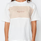 Dual Embroidered Panel Tee - White / Beige