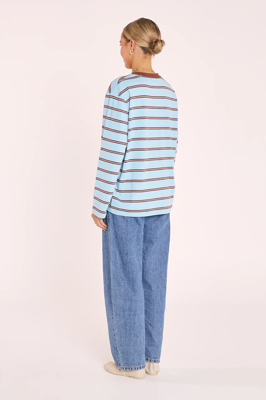 Carter Long Sleeve Tee - Blue Chocolate Stripe