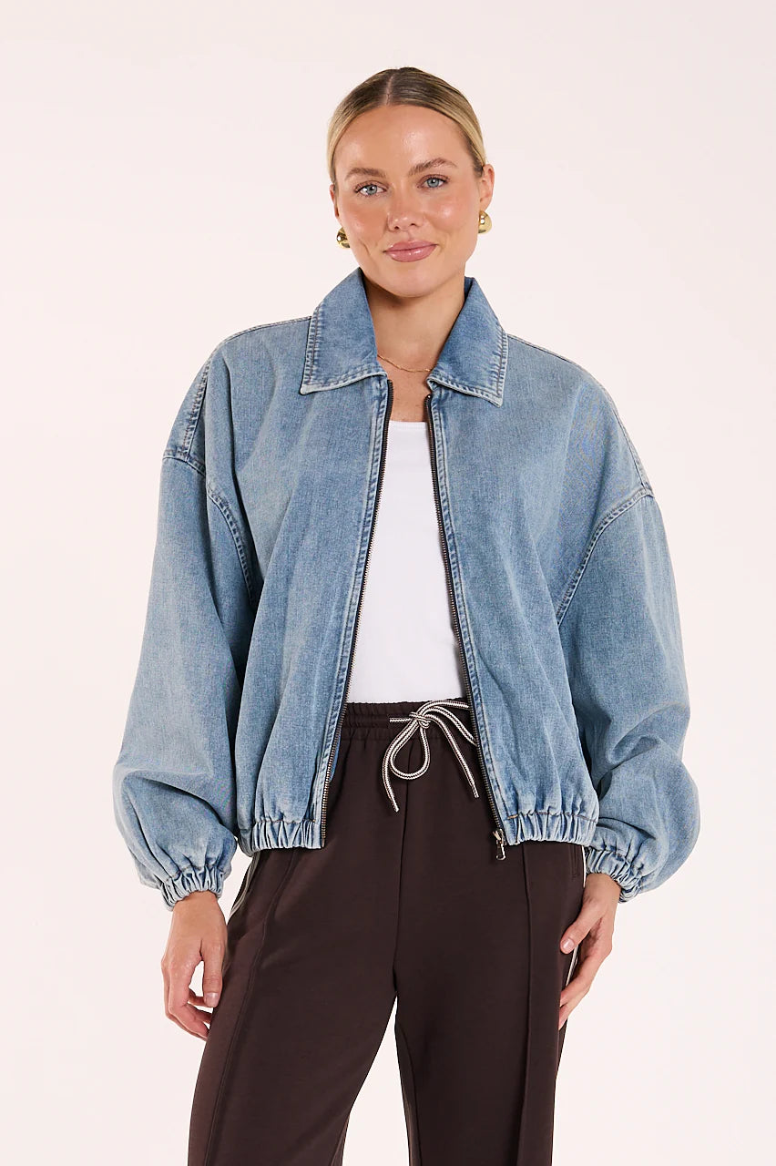 Harrie Denim Bomber - Washed Blue