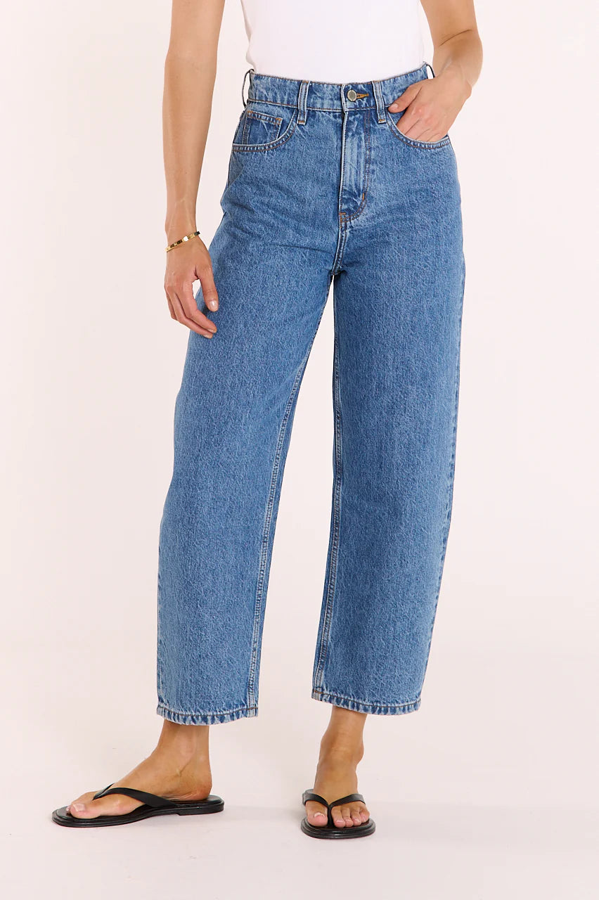 Lola Cropped Barrel Jean - Deep Blue