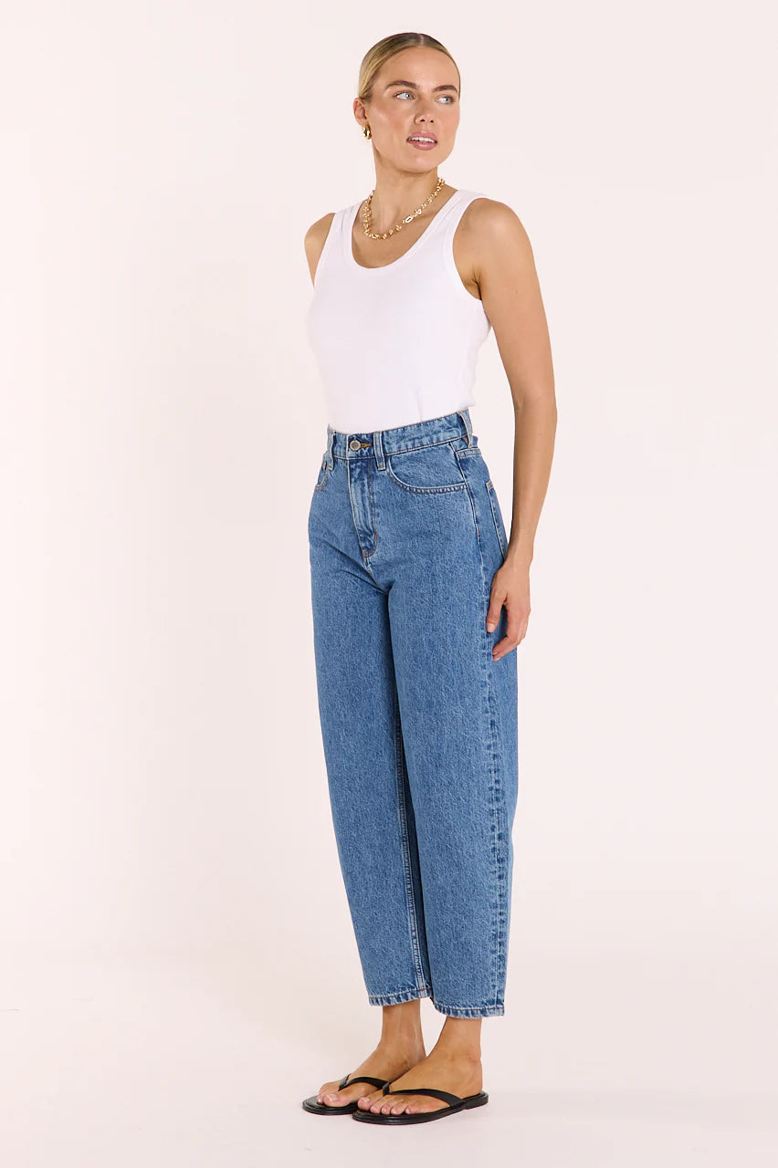 Lola Cropped Barrel Jean - Deep Blue