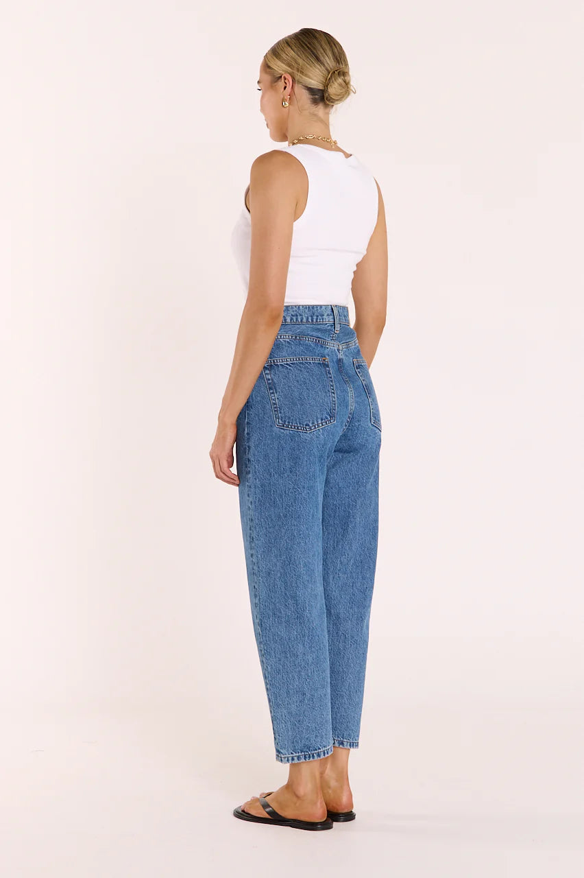 Lola Cropped Barrel Jean - Deep Blue