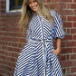 Bianca Dress (Navy Stripes)