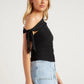 ASYMMETRIC NECKLINE SHOULDER TIE TOP