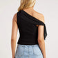 ASYMMETRIC NECKLINE SHOULDER TIE TOP