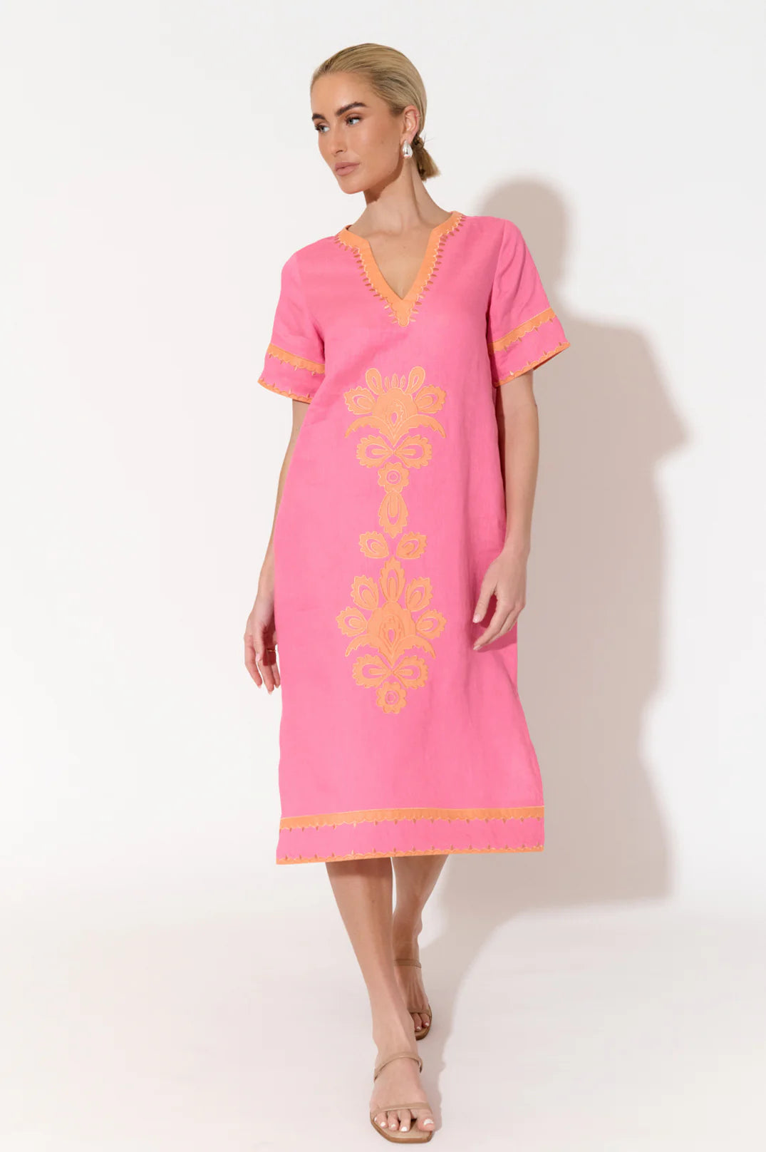 Archer appliqué linen dress