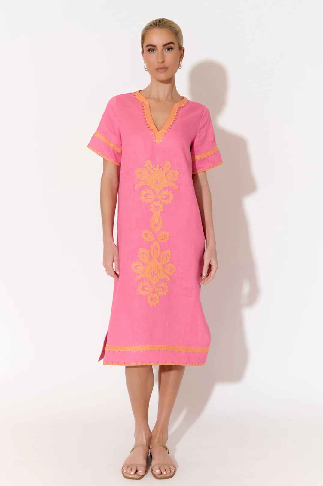 Archer appliqué linen dress