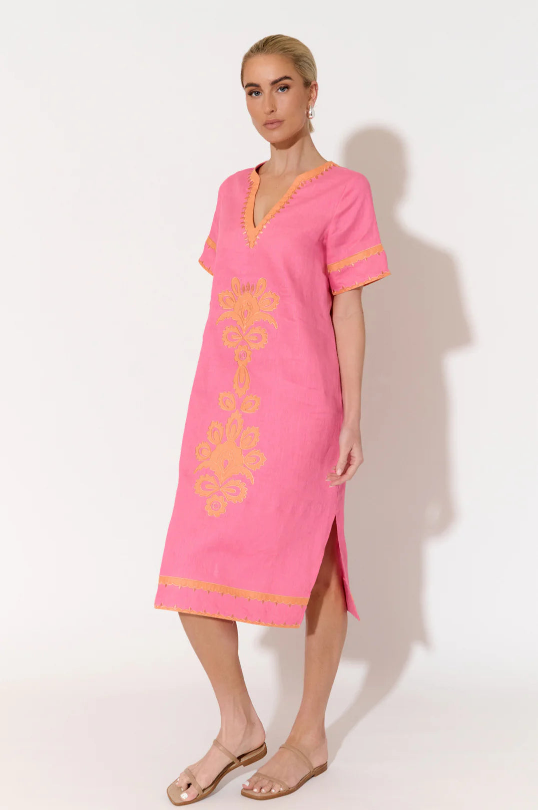 Archer appliqué linen dress