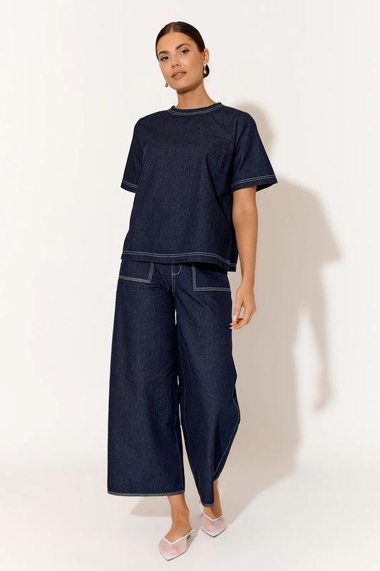 Emmie contrast stitch denim pant